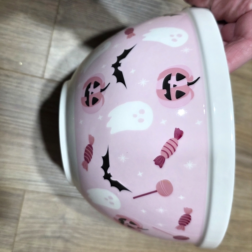 Pink Halloween Candy Ceramic Bowl